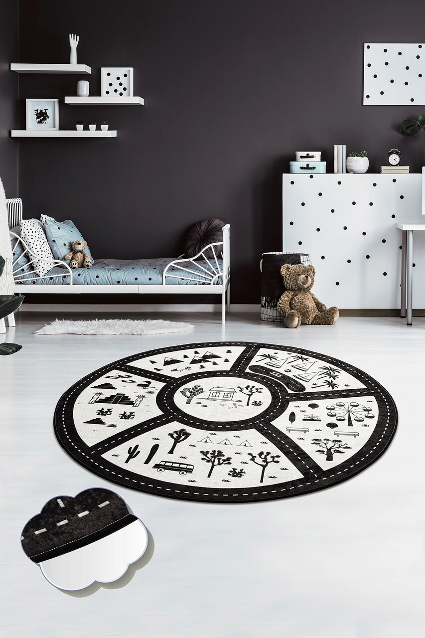 Covor pentru copii, Black City, Multicolor - imagine 6